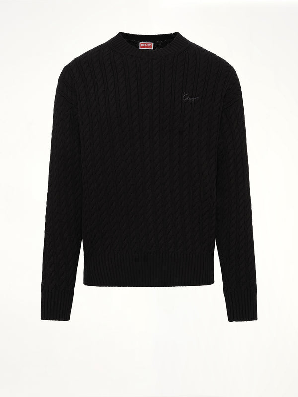 Kenzo Signature Cable Knit Jumper in Black