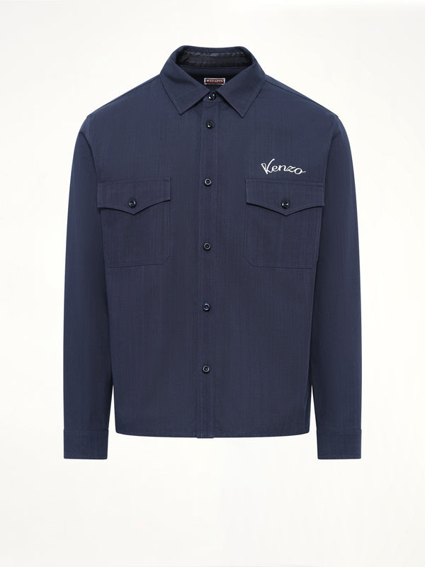 Kenzo Varsity Overshirt in Navy Blue