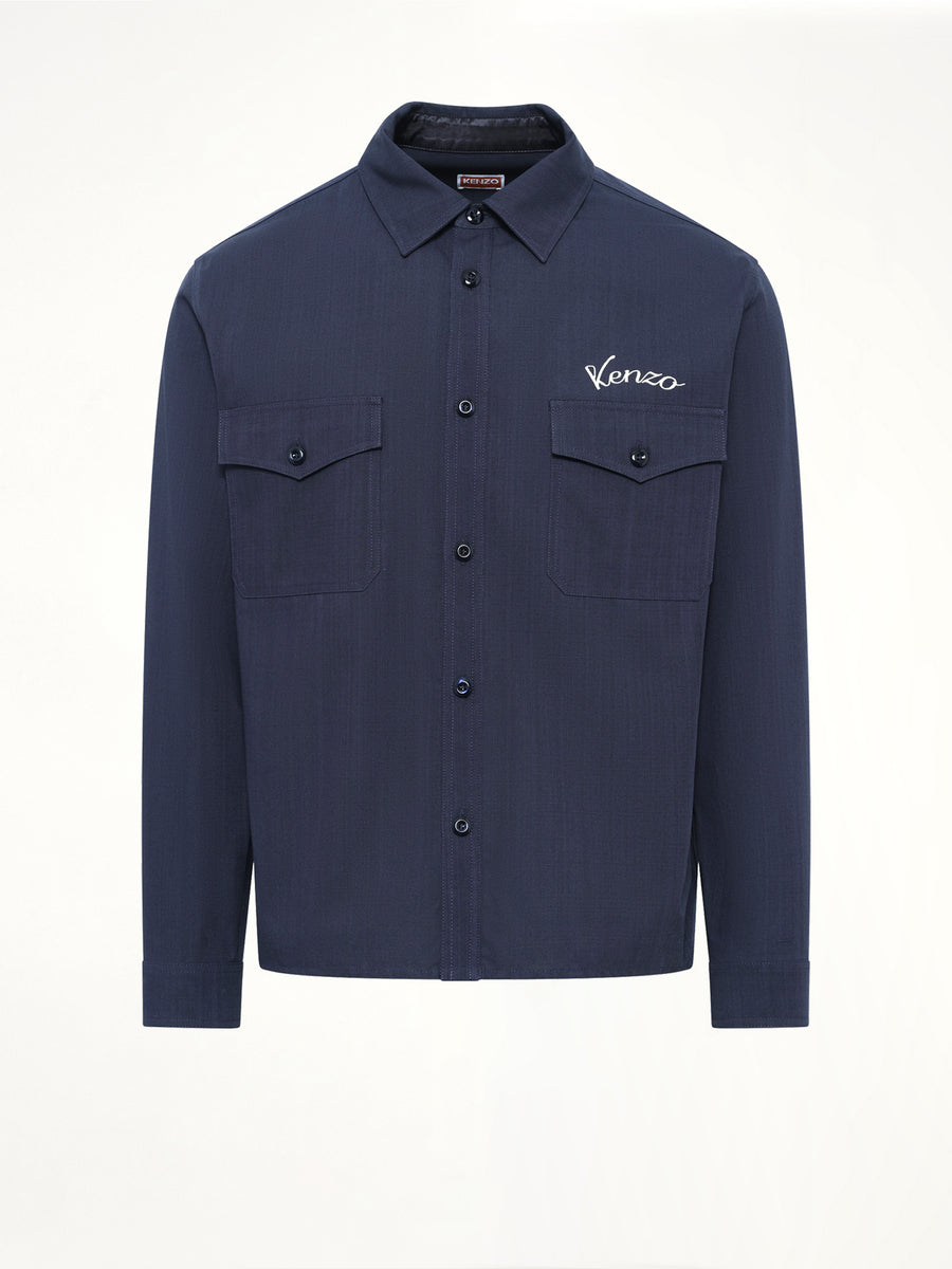 Kenzo Varsity Overshirt in Navy Blue