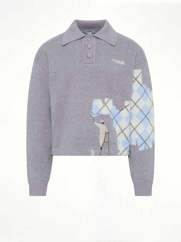 Knitted Wall Painter Rugby in Grey/Plaid