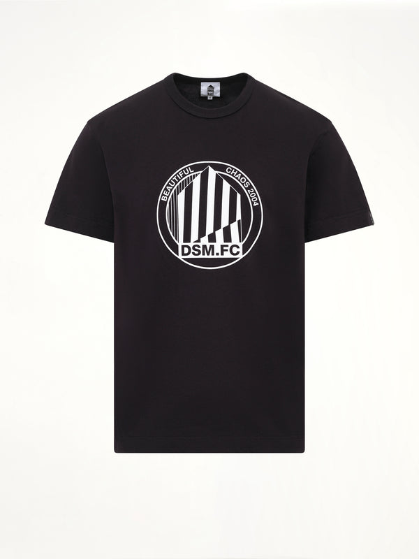 Large Emblem Print Shortsleeve Knit T-Shirt in Black