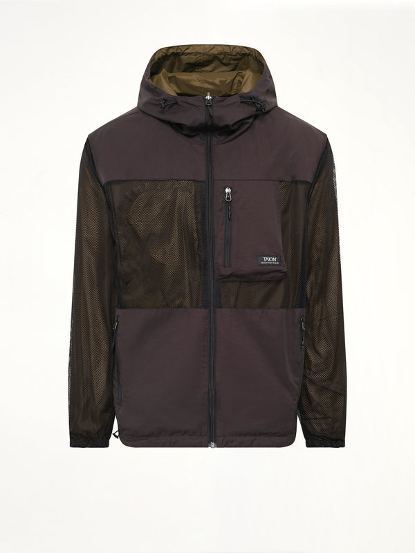 Non Down Mountain Reversible W-Zip Hood Jacket in Black/Dark Olive