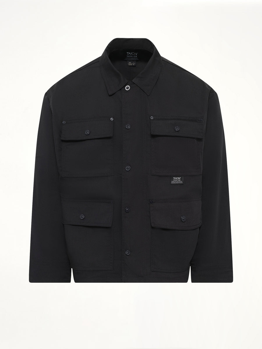 Non Down Work Button Coverall in Black