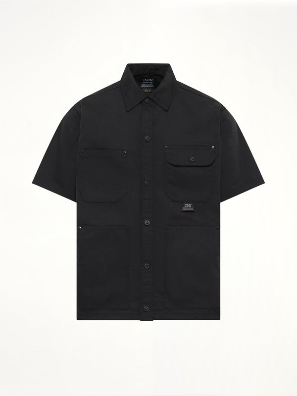 Non Down Work Half Sleeve Shirt in Black