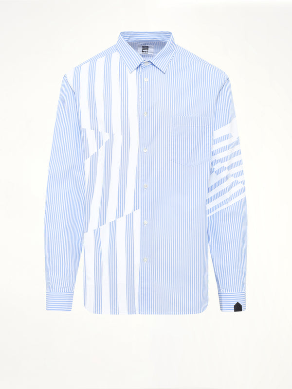 Printed Striped Woven Shirt in Blue