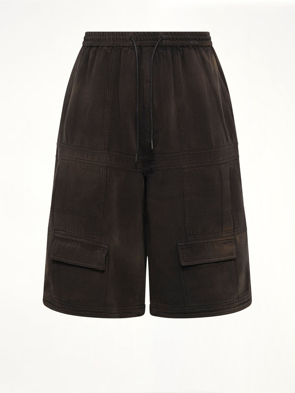 Rustic Denim Double‑Pocket Shorts in Black