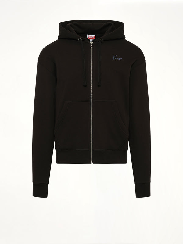 Signature Classic Zip Up Hoodie in Black