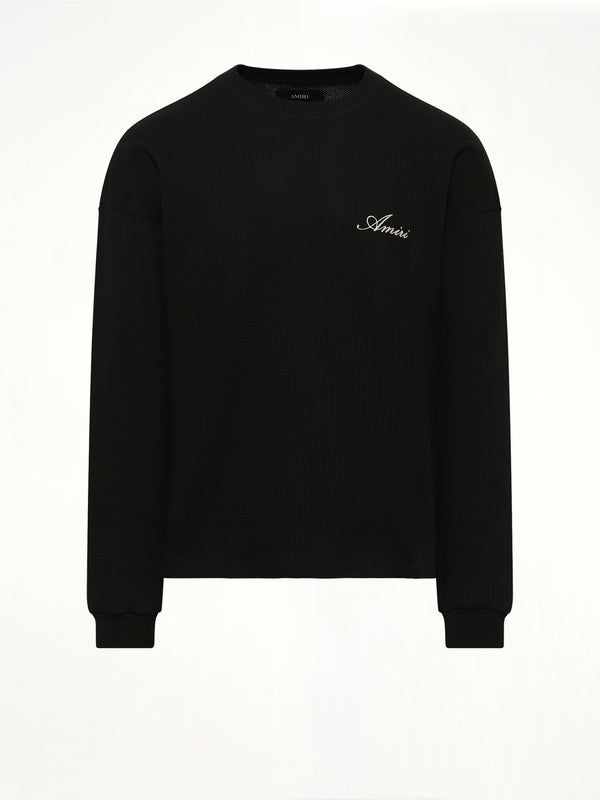 Smoking Wolf Oversized Waffle Sweater in Black