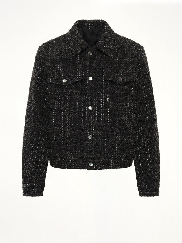 Tweed Trucker Jacket in Black