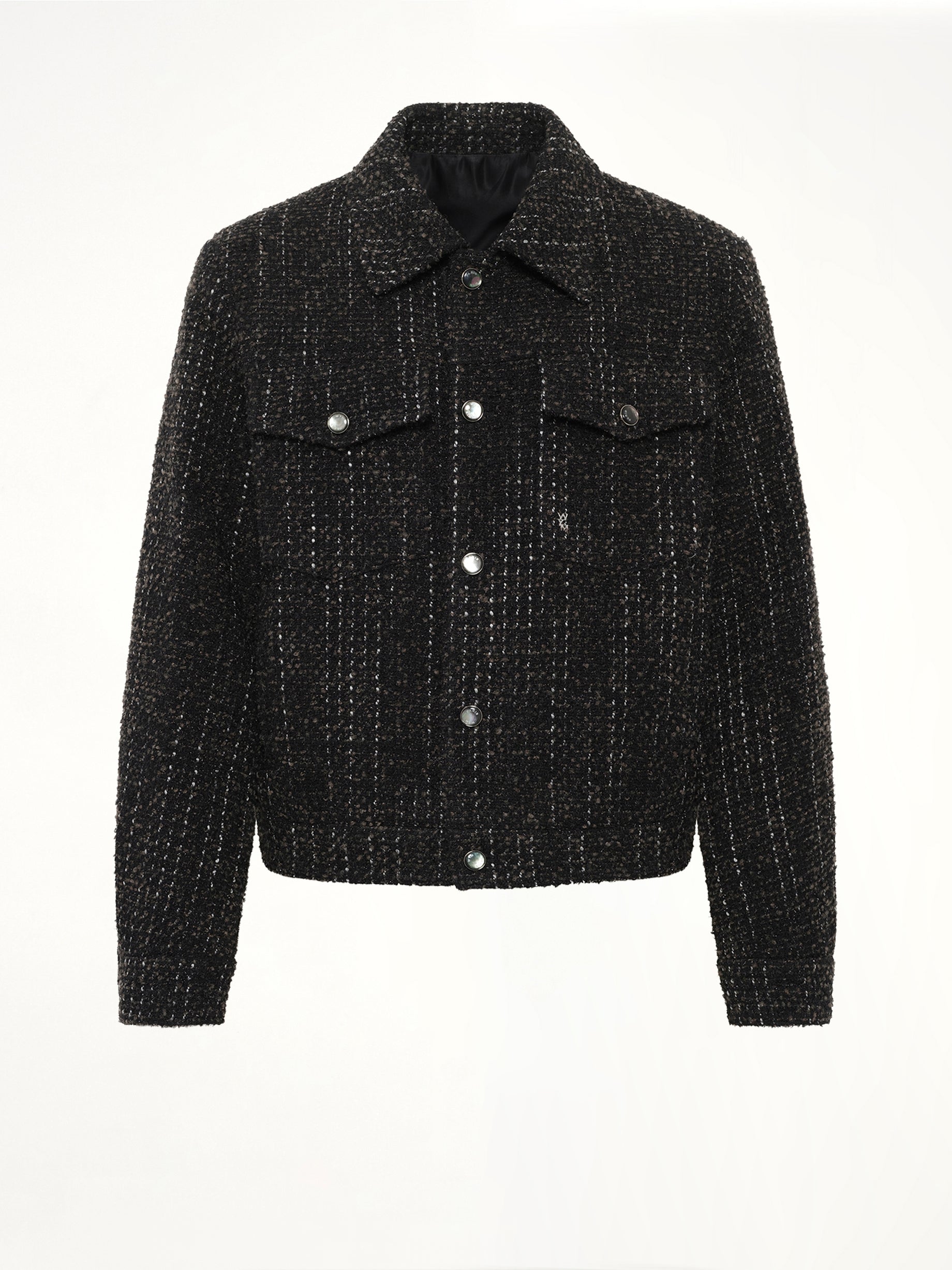 Tweed Trucker Jacket in Black