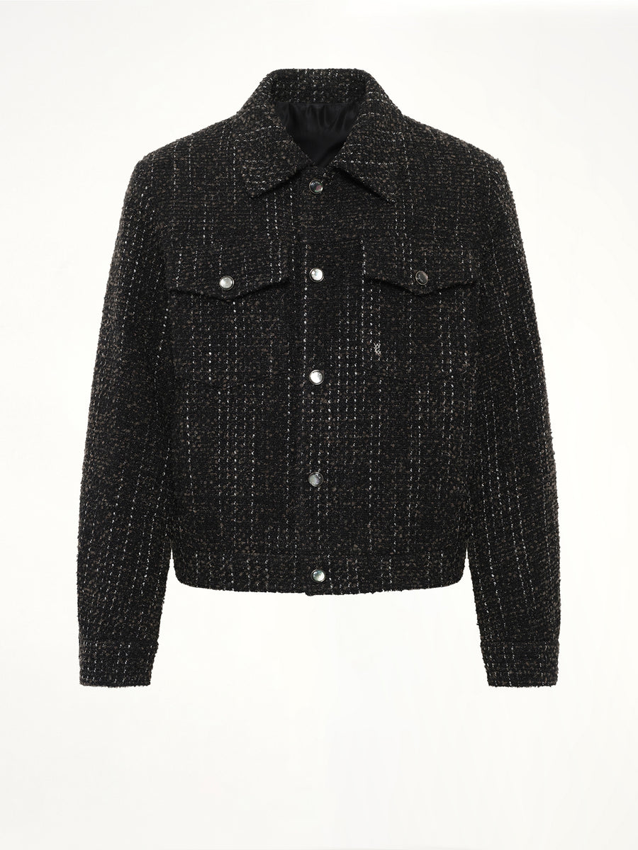Tweed Trucker Jacket in Black
