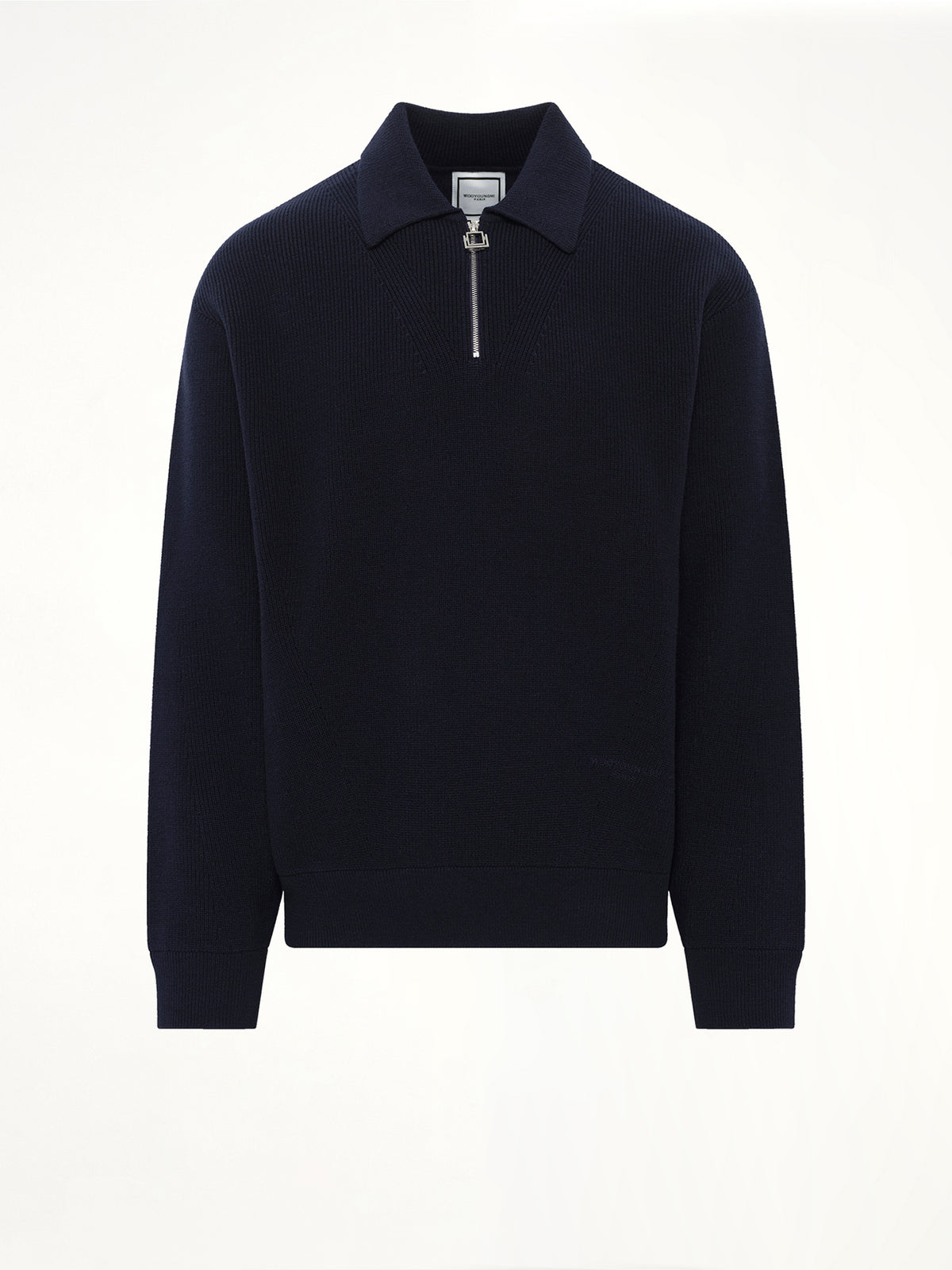 Wool Zip Sweater in Navy