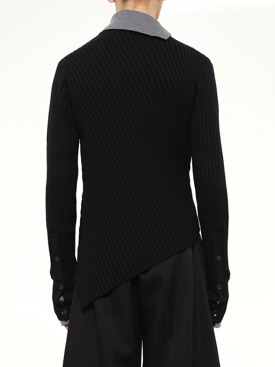 Asymmetrical Wool Turtle Neck in Black