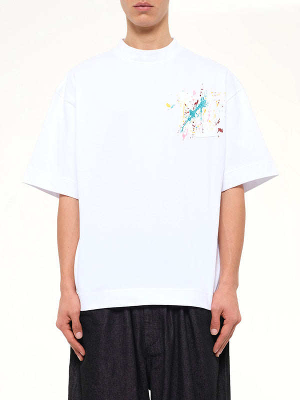 Embroidered Paint Splatter T-Shirt in White