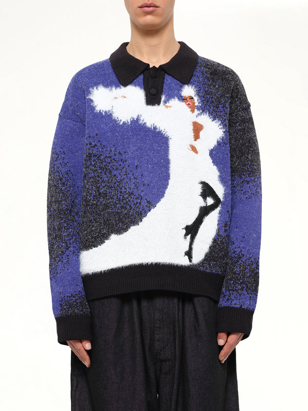 Femme Fatale Knitted Rugby in Dark Blue