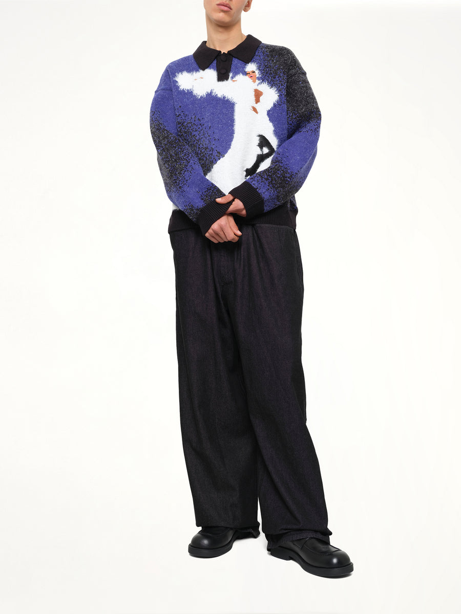Femme Fatale Knitted Rugby in Dark Blue