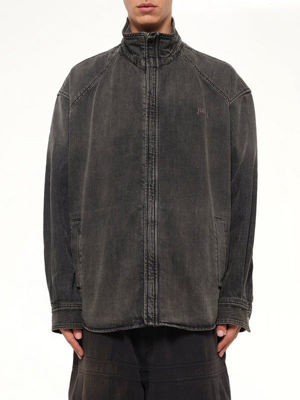 Hoodie Detachable Leather Jumper in Black