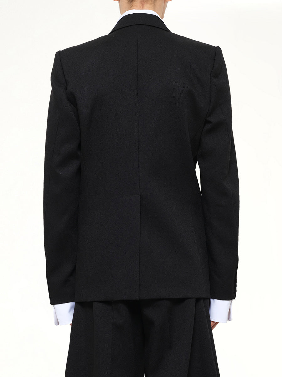Illusion Tailored Wool Jacket in Black