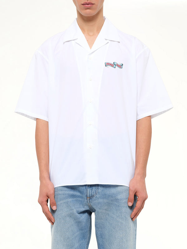 Kenzo Jumping Tiger Hawaiian Short Sleeve Shirt in White