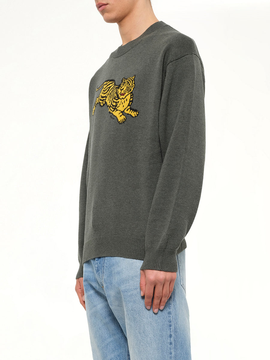 Kenzo Jumping Tiger Jumper in Dark Khaki