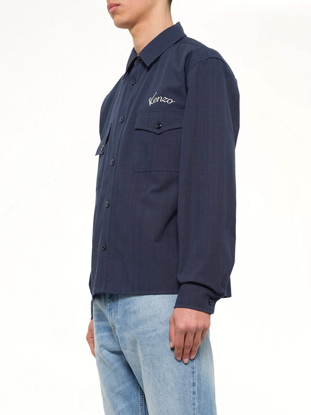 Kenzo Varsity Overshirt in Navy Blue