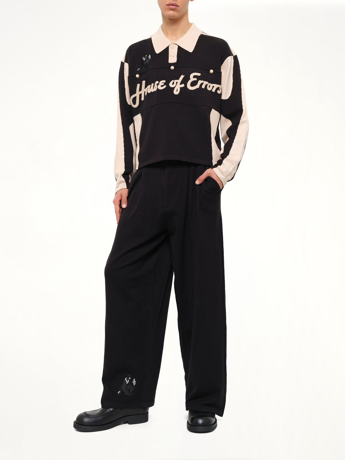Knitted Cat Burglar Trousers in Black