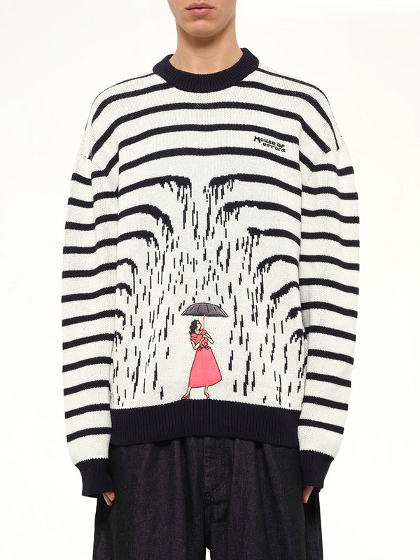 Knitted Rain Sweater in Cream/Black