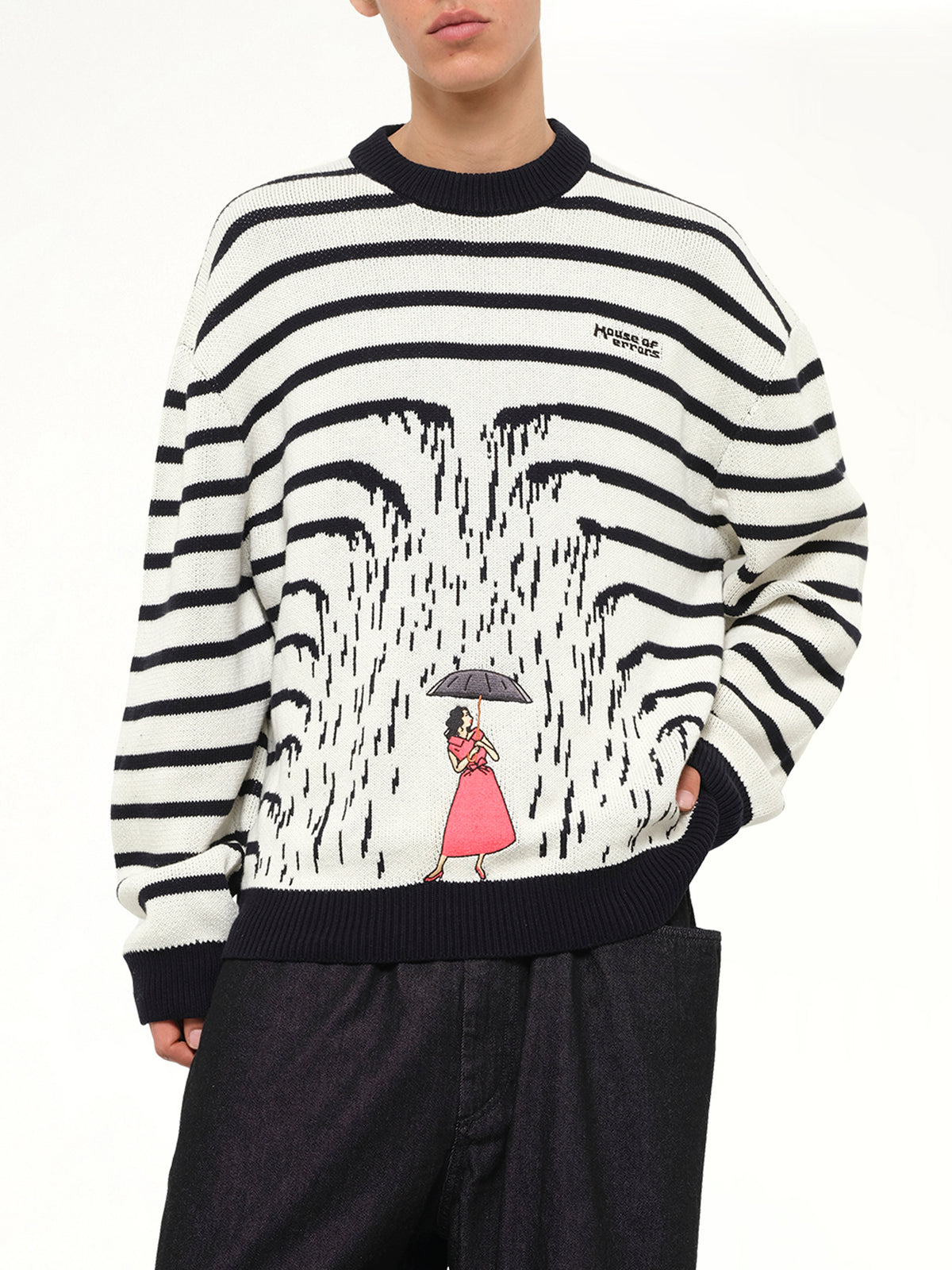 Knitted Rain Sweater in Cream/Black