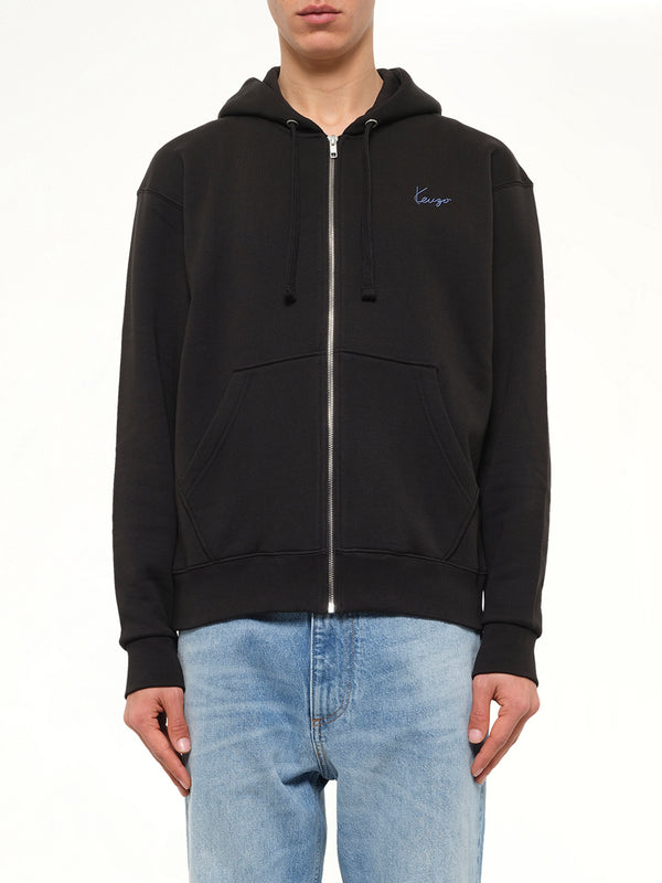 Signature Classic Zip Up Hoodie in Black