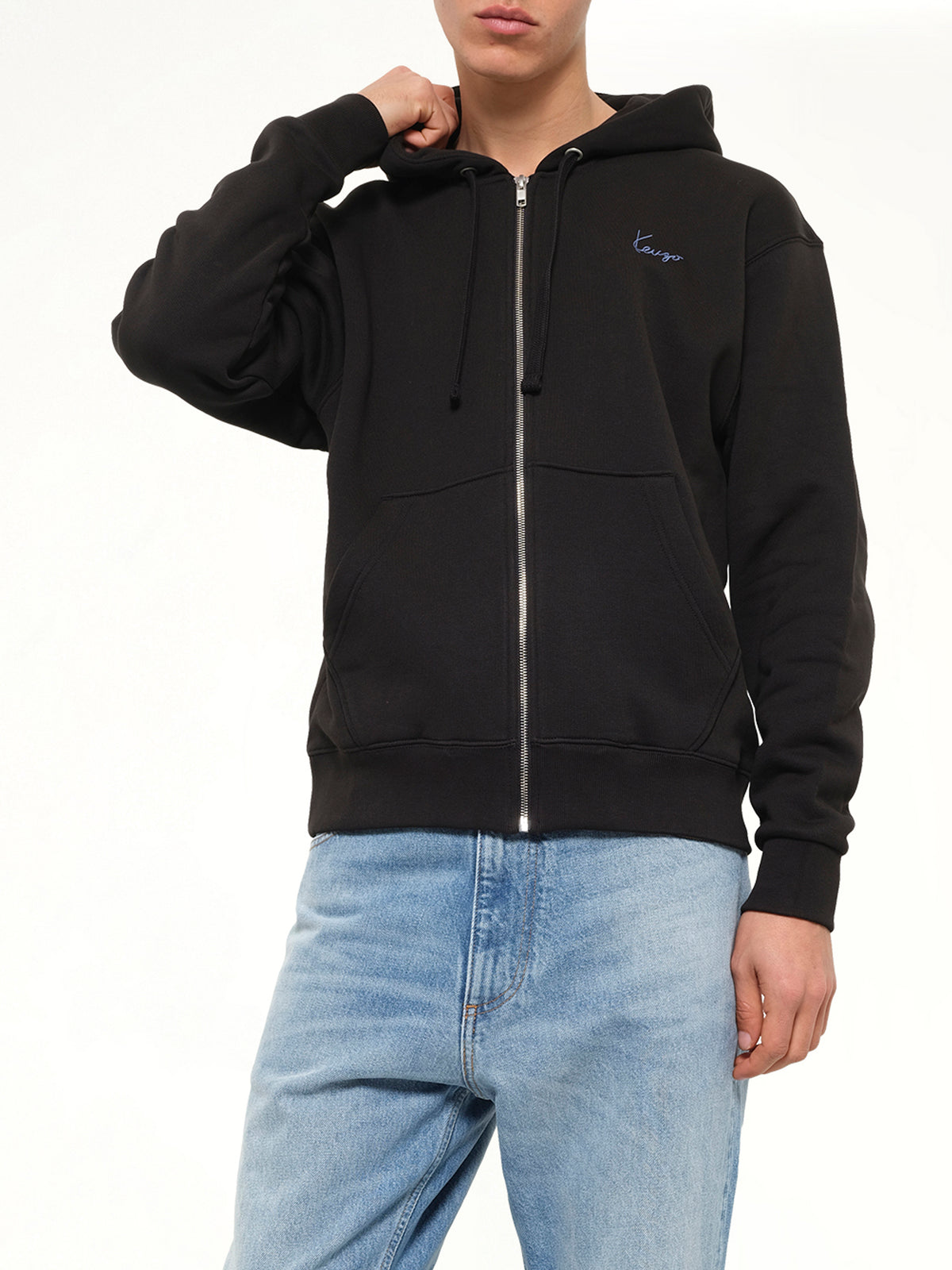 Signature Classic Zip Up Hoodie in Black