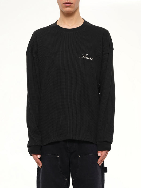 Smoking Wolf Oversized Waffle Sweater in Black