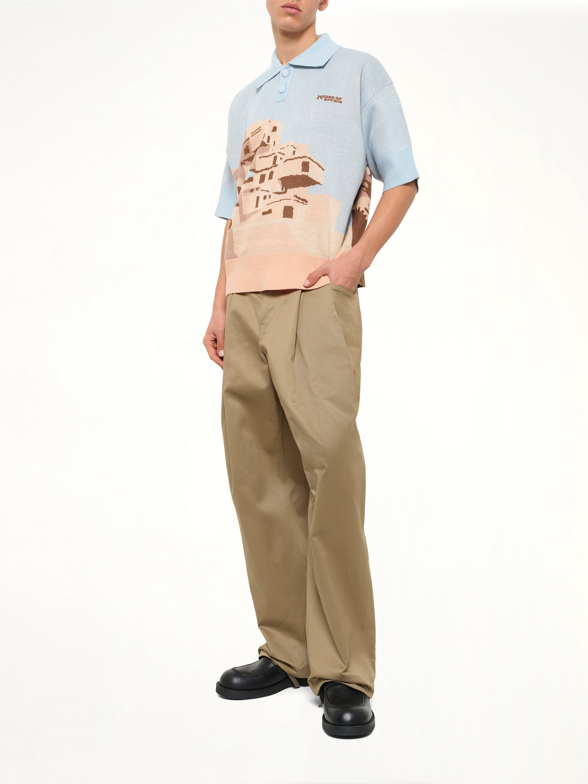 The Apartments Knitted Polo in Blue