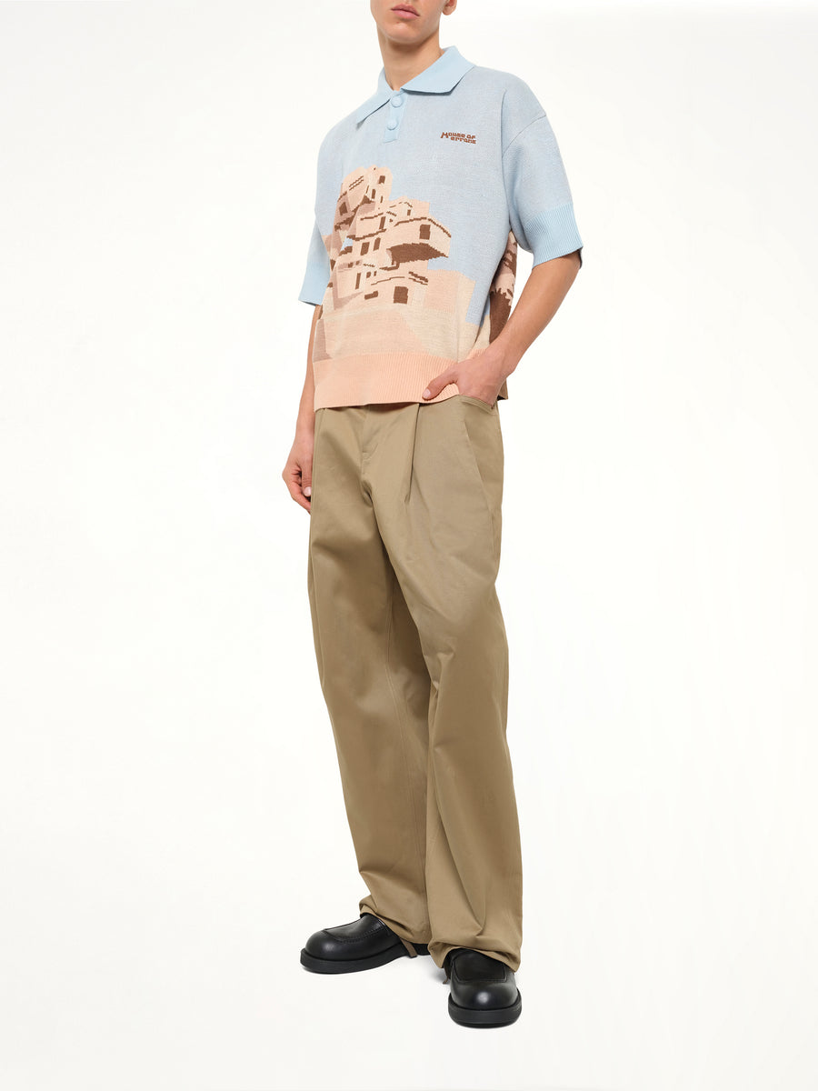 The Apartments Knitted Polo in Blue