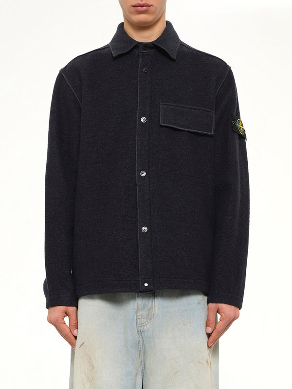 1200034 Wool Boucle Shirt in Navy Blue