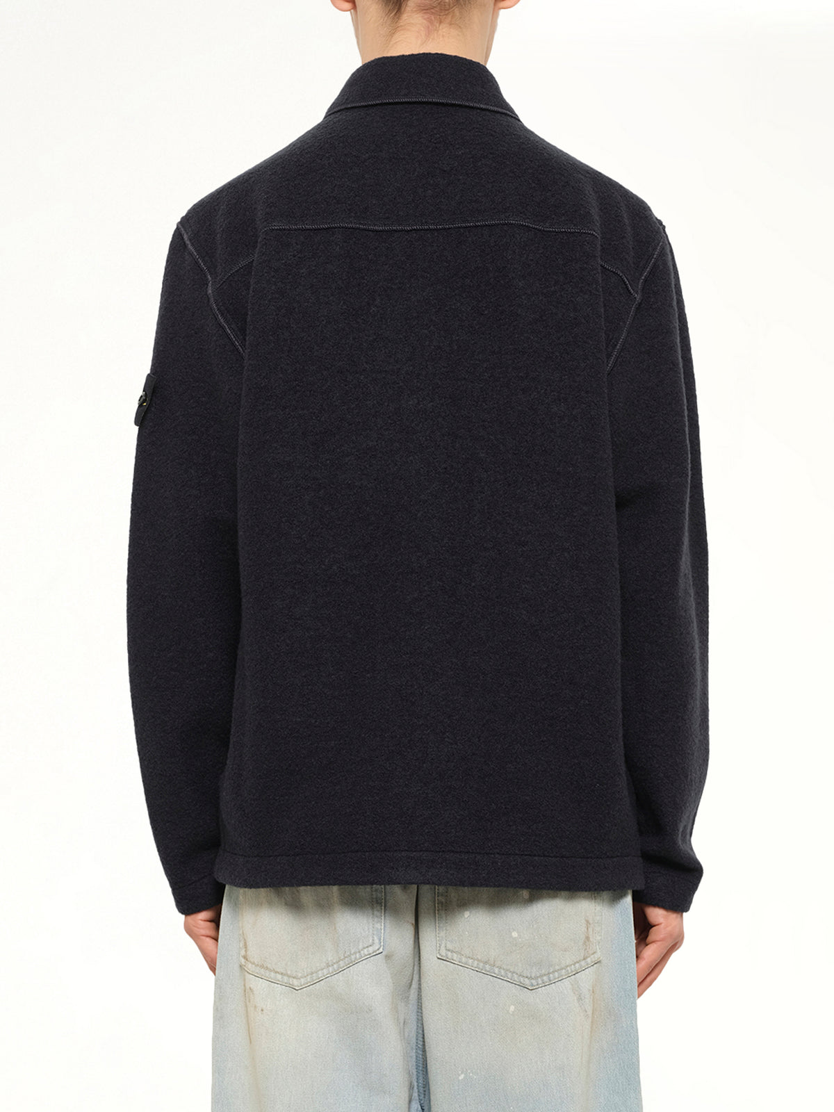 1200034 Wool Boucle Shirt in Navy Blue