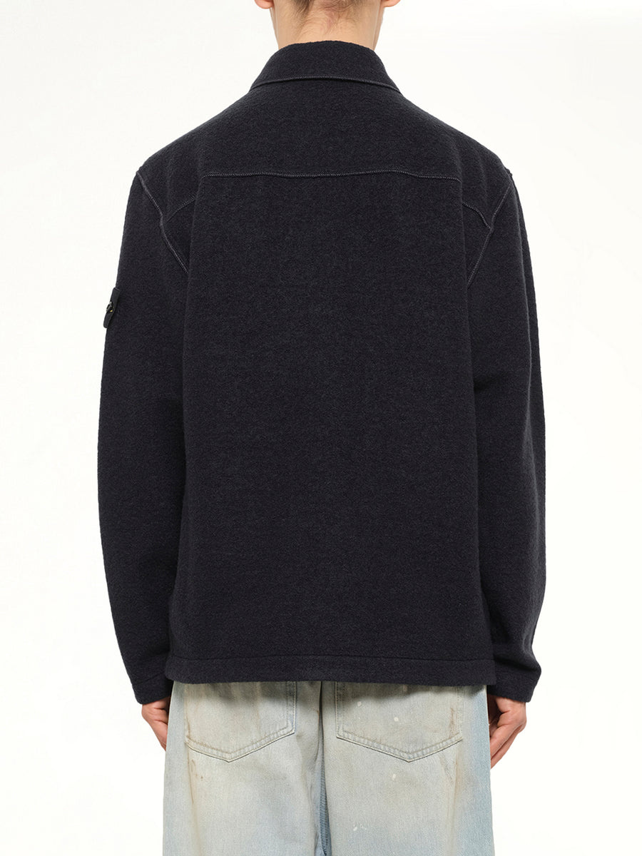 1200034 Wool Boucle Shirt in Navy Blue