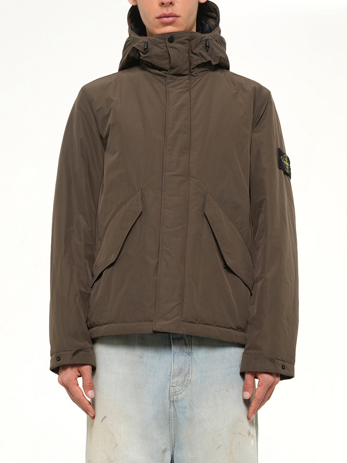 4100010 Nylon Short Parka in Coal Grey