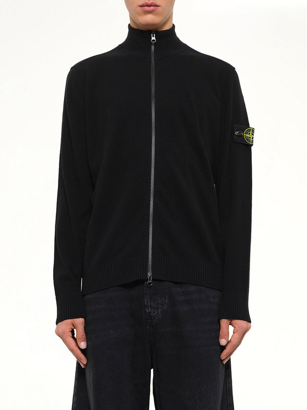 5100023 Light RWS Geelong Wool Zip-Up Cardigan in Black