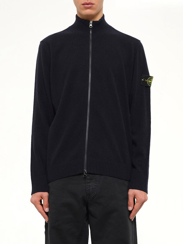 5100023 Light RWS Geelong Wool Zip-Up Cardigan in Navy Blue