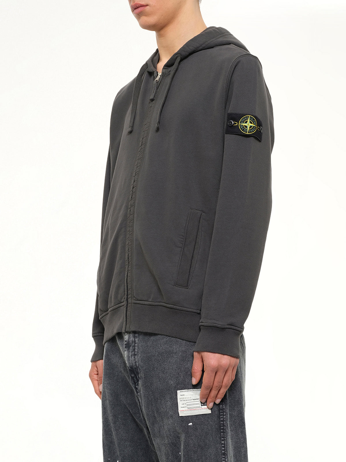 6100067 Brushed Cotton Zip-Up Hoodie in Lead Grey