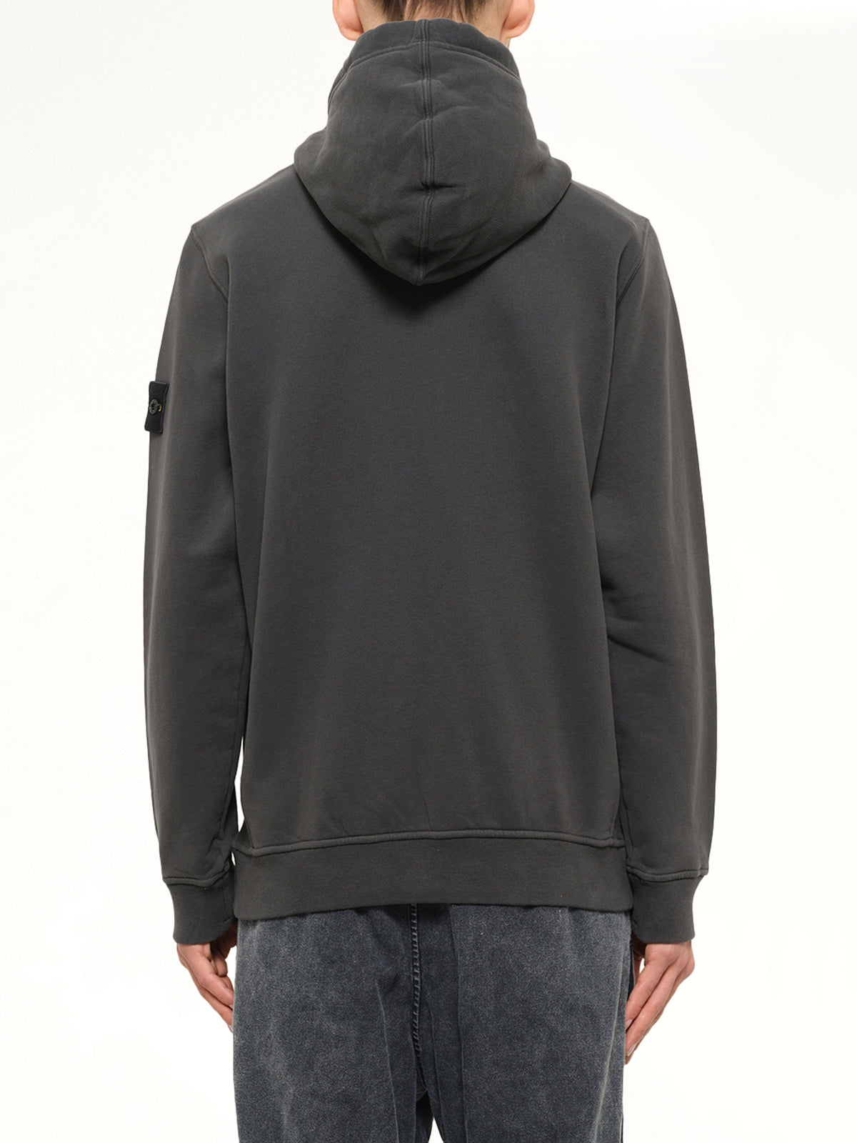 6100067 Brushed Cotton Zip-Up Hoodie in Lead Grey