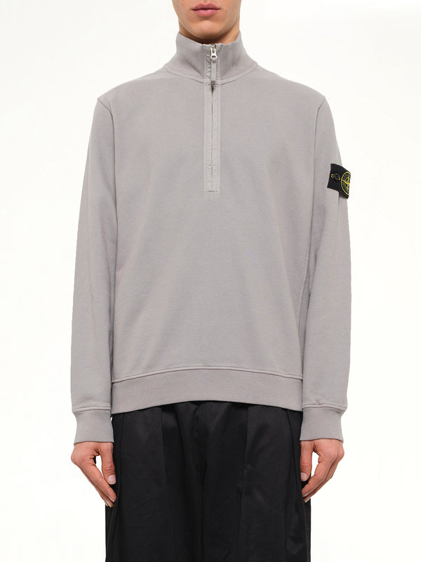 6100068 Brushed Cotton Quarter Zip Sweatshirt in Grey