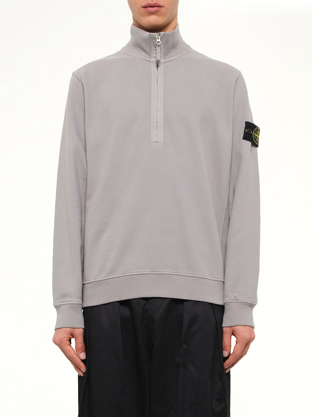 6100068 Brushed Cotton Quarter Zip Sweatshirt in Grey