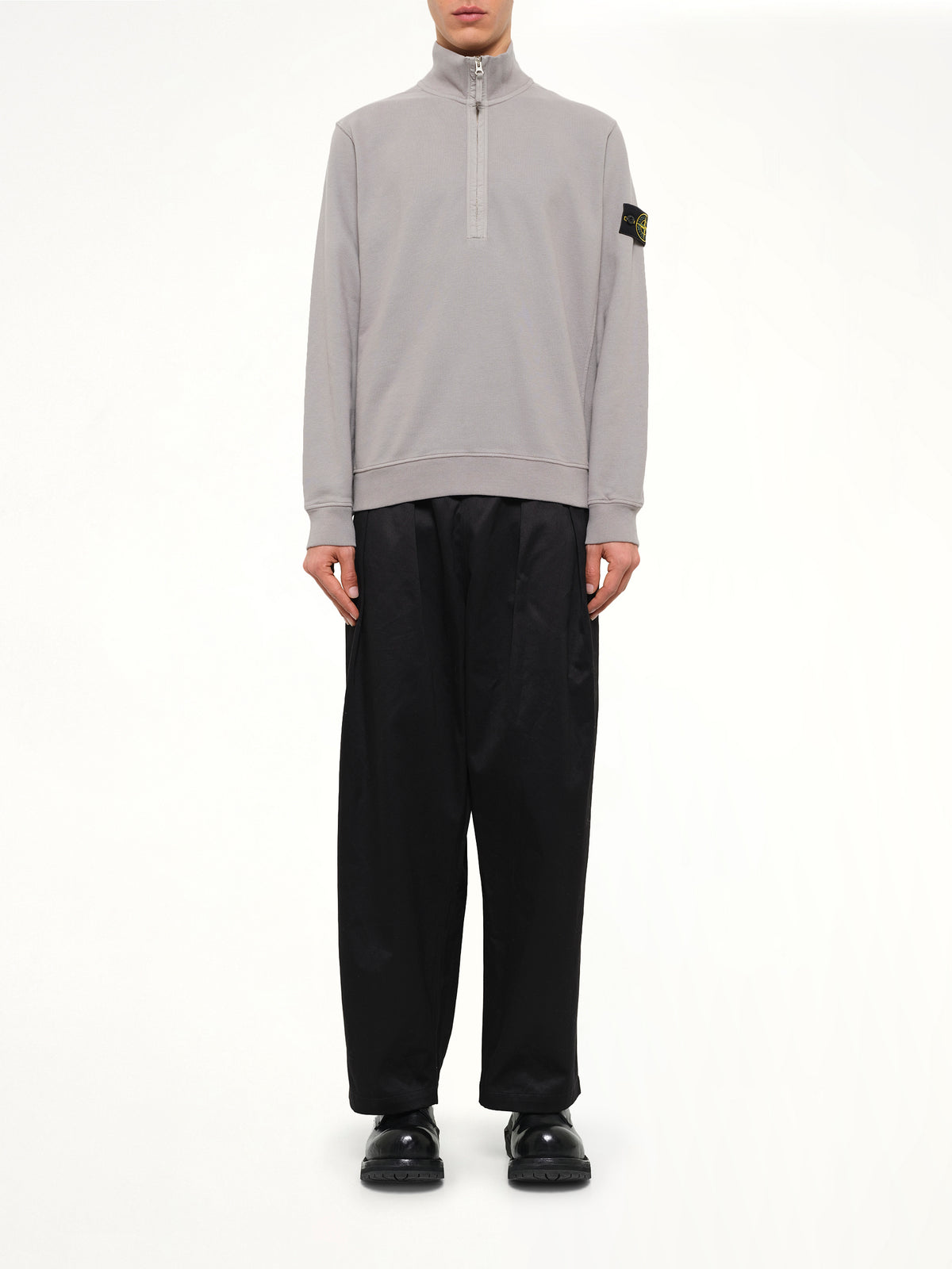 6100068 Brushed Cotton Quarter Zip Sweatshirt in Grey