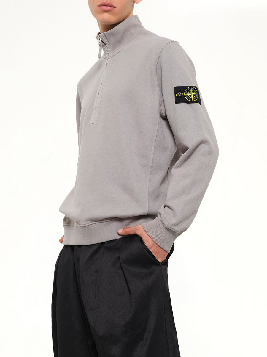 6100068 Brushed Cotton Quarter Zip Sweatshirt in Grey