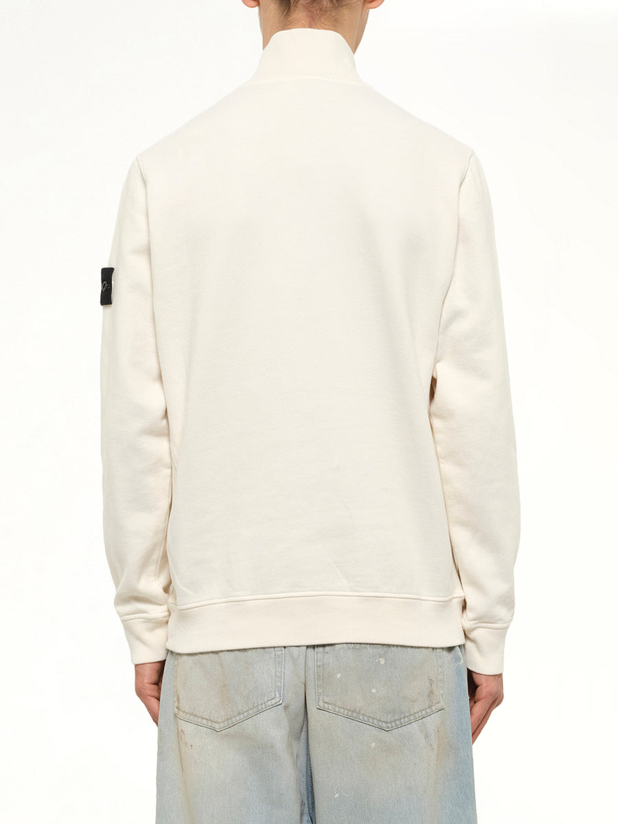 6100068 Brushed Cotton Quarter Zip Sweatshirt in Ivory