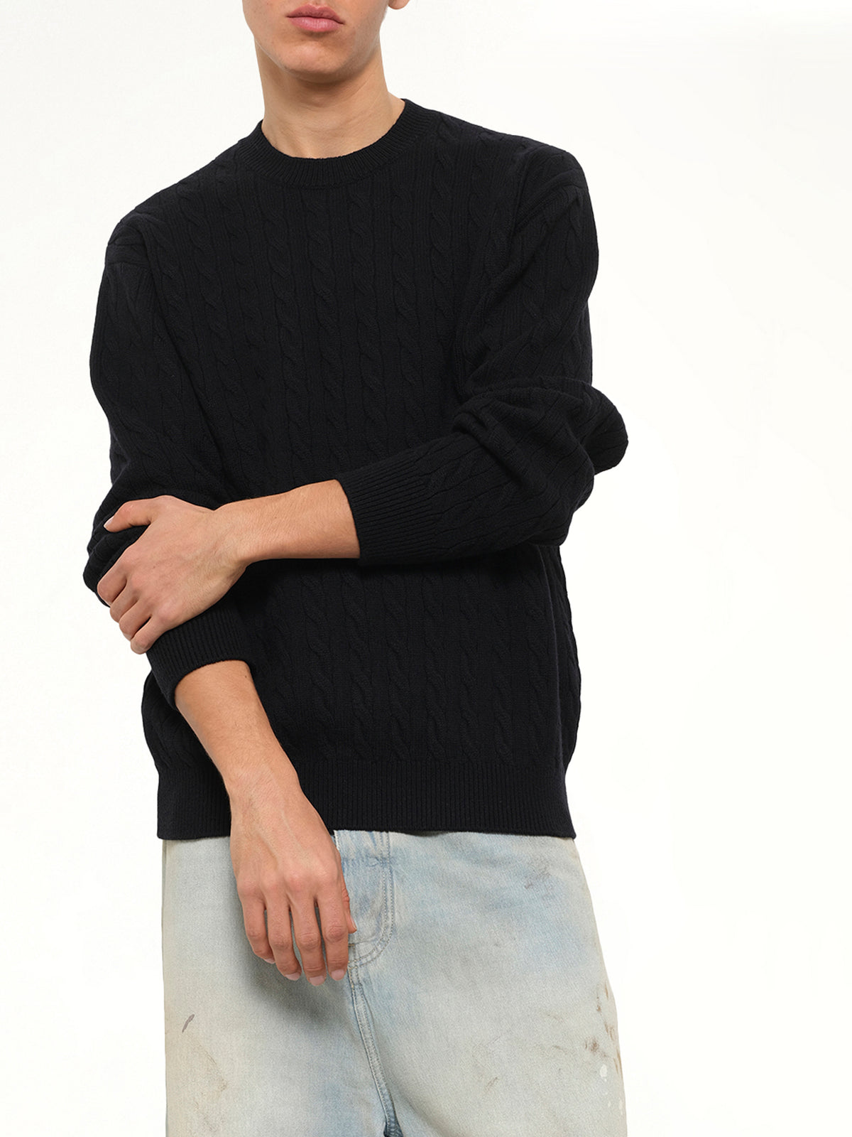 Cable Knit Sweater in Black