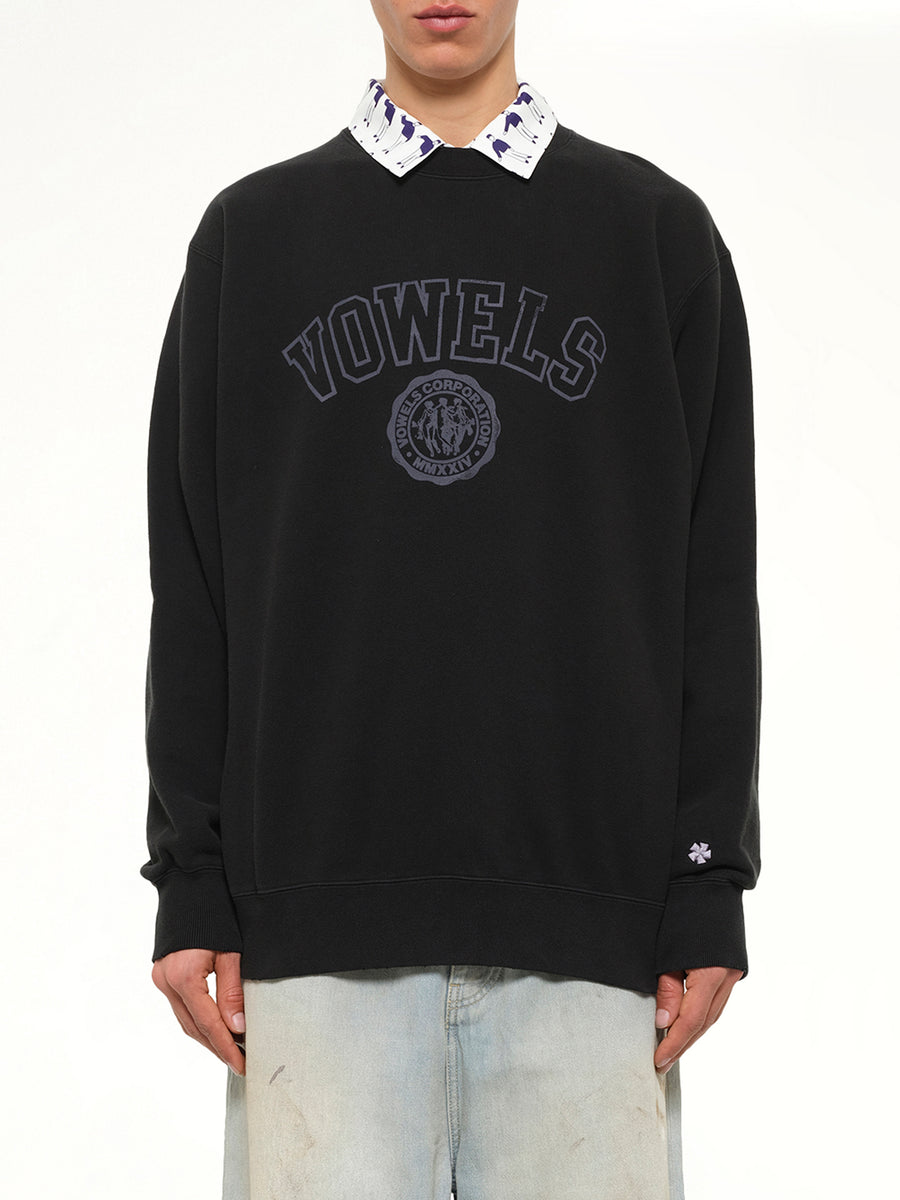 Faded Collegiate Sweatshirt in Black