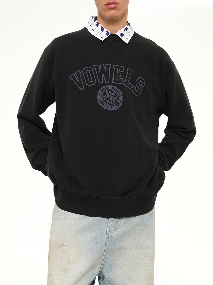 Faded Collegiate Sweatshirt in Black