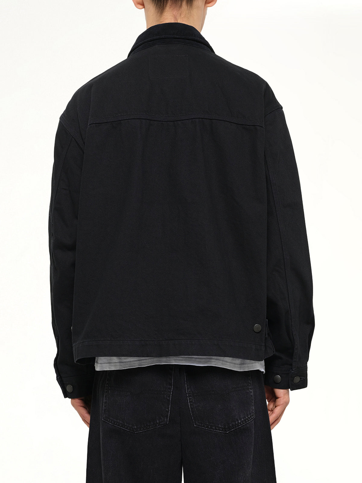 Garment Dyed Zip Up Jacket in Black